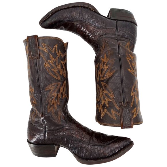 Vintage Exotic Justin Cowboy Boots Mens size 9D Brown Western 9020 White Label - Picture 8 of 16